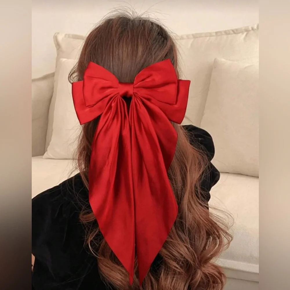 Elegant satin red Bow Hair Clip - Picture 1 of 3